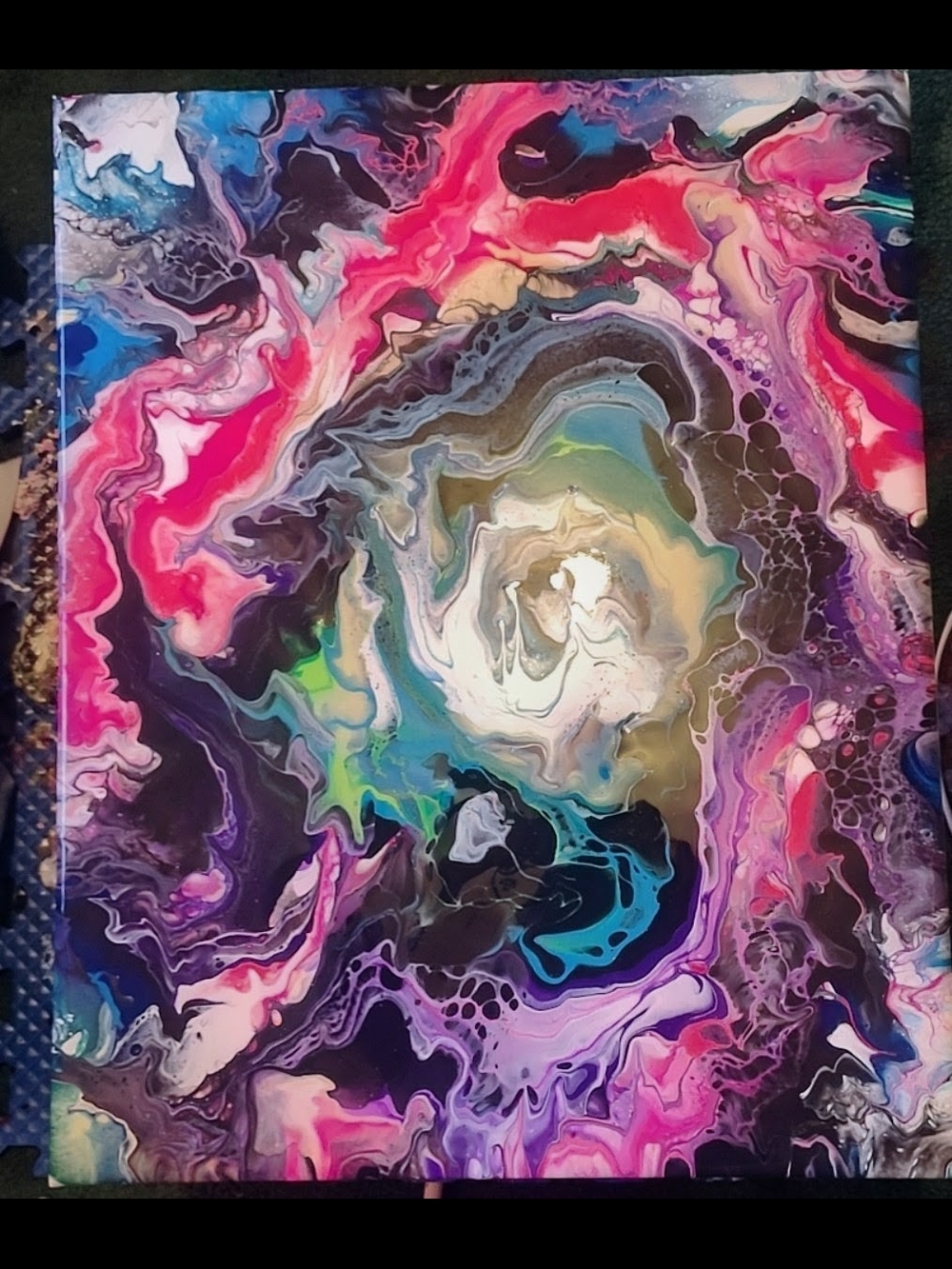 Abstract Fluid Art Canvas - Vibrant Multicolor Swirl